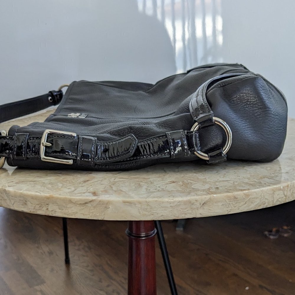 Coach Black Leather with Patent Leather Hobo - Picture 4 of 8